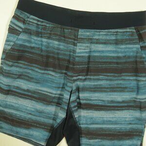 Lululemon THE Short Linerless 9" Updated Mens XL Blue High Tide Multi Stripe